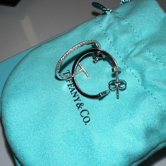 Tiffany & Co. Diamond Hoop Earrings - Picture 9 of 10